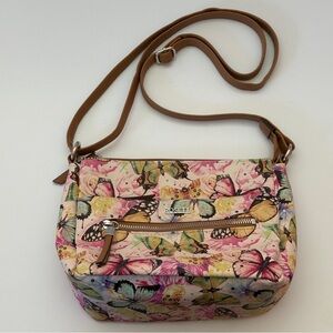 Rosetti Multi-Color Butterfly Pattern Crossbody Handbag